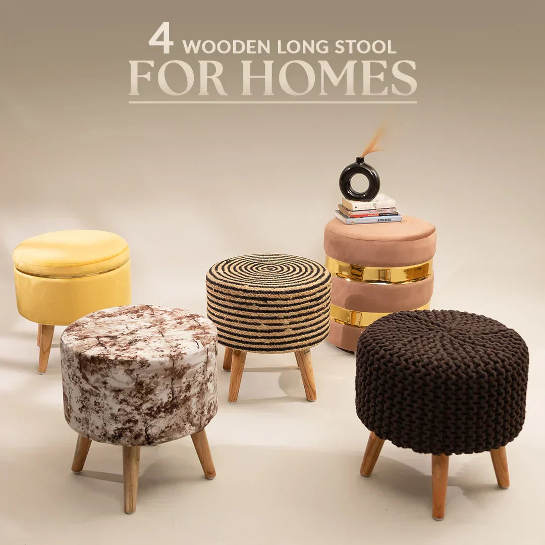 4 Wooden Long Stool for Homes