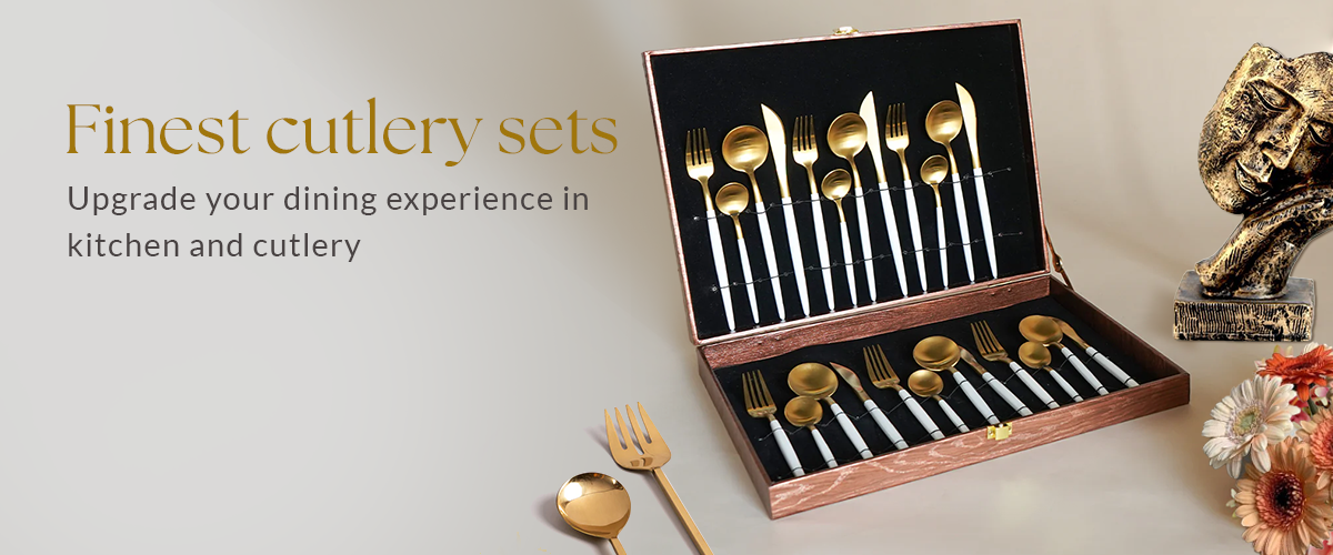 Buy Premium gold cutlery set online in India at ThreadVibe