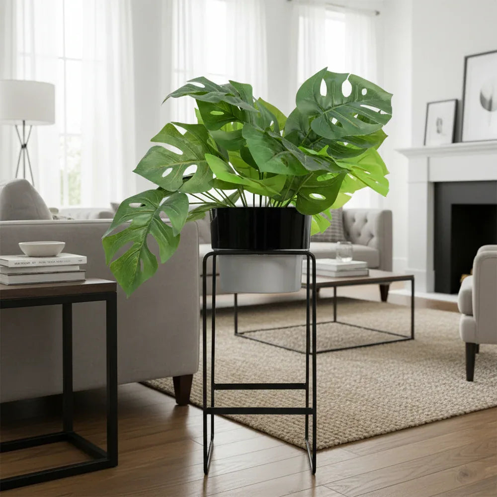 Modern Elevated Metal Planter Stand Black