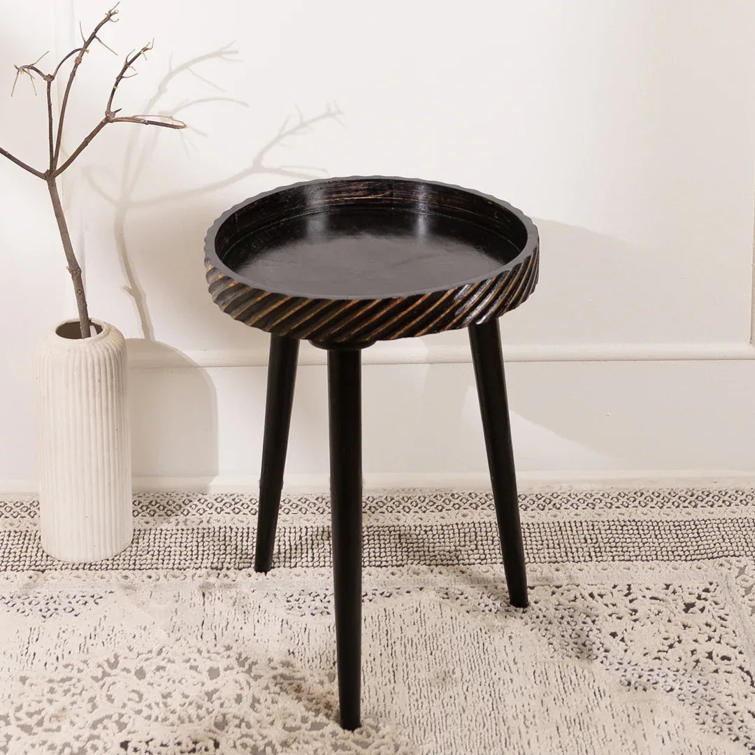 Modern Coffee Side Table in Charcoal Cut Pattern