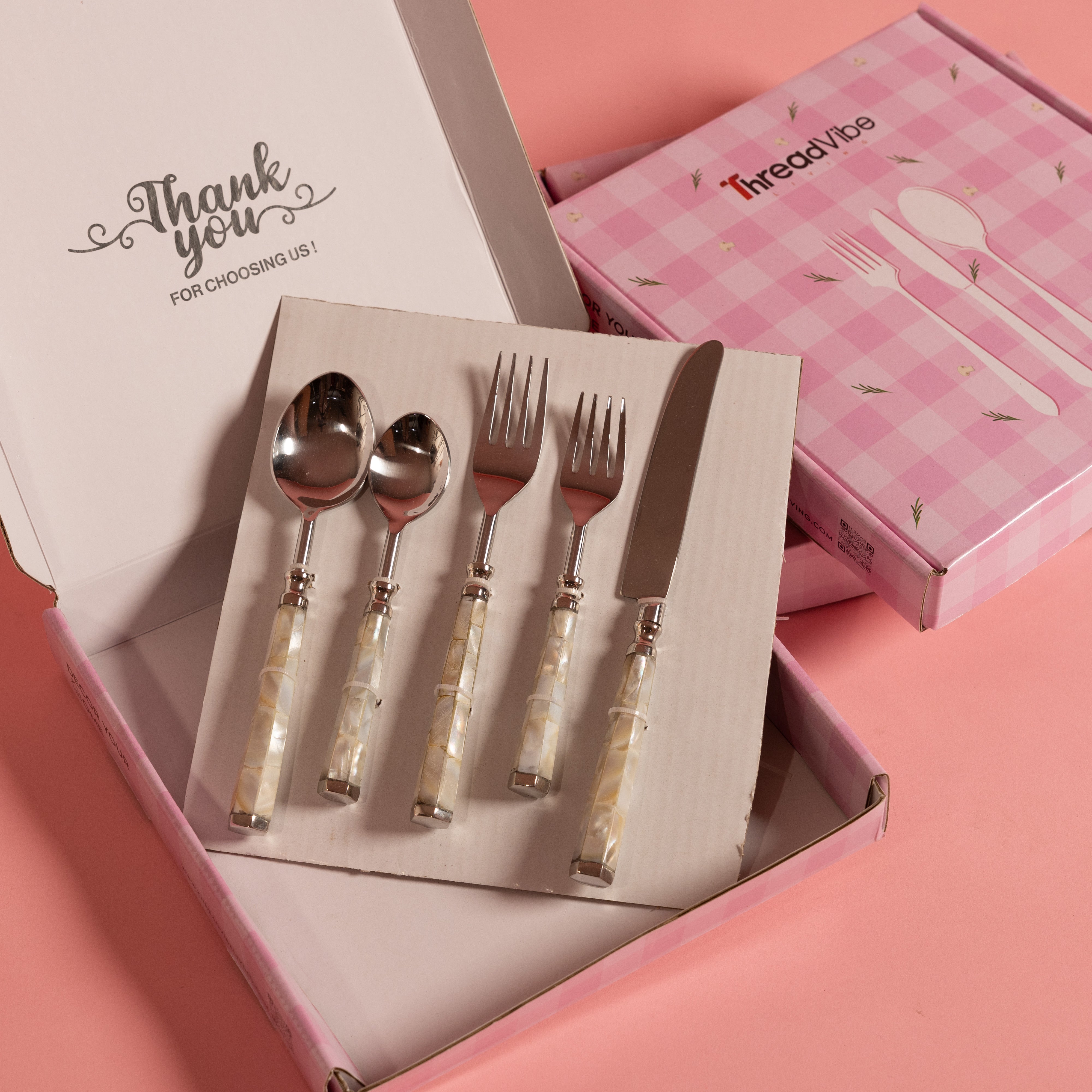Mother Of Pearl Stainless Steel Cutlery Set Of 5