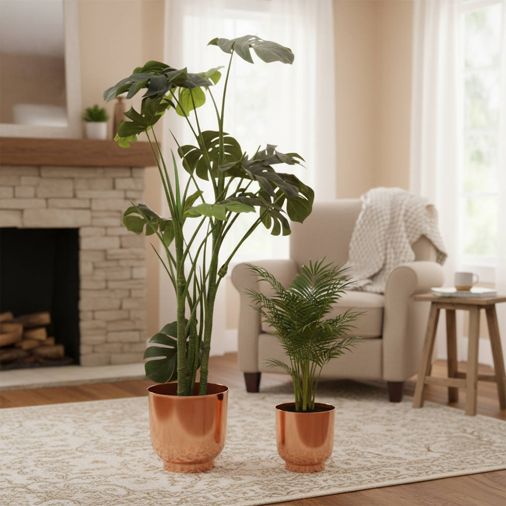 Copper Finish Metal Planters Set of 2