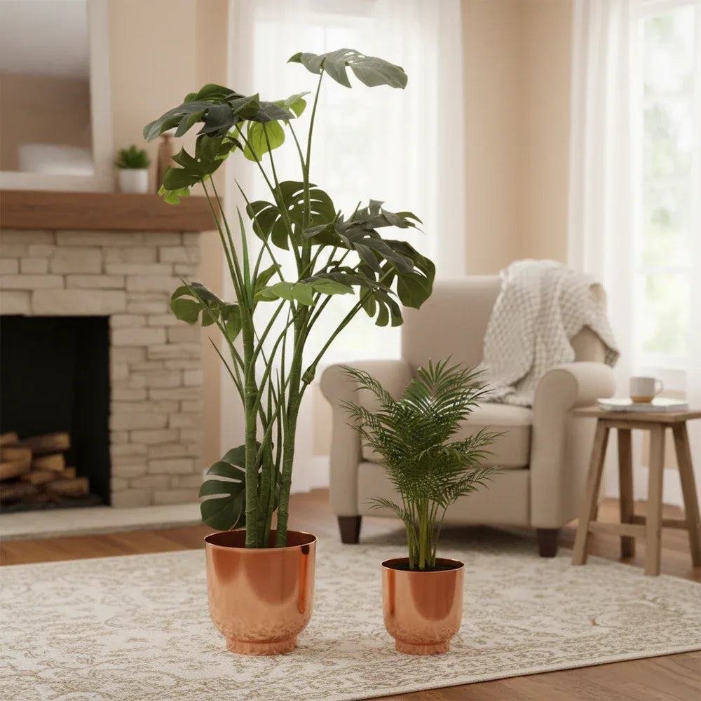 Copper Finish Metal Planters Set of 2