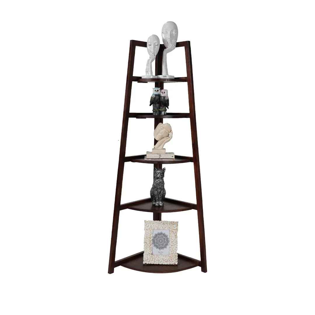 Wooden Corner Ladder 5 Tier Shelf for Home Decor
