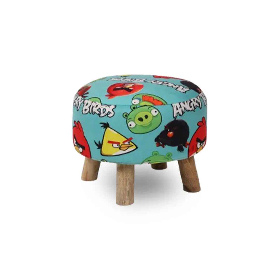 Kids Printed Round Ottoman Stool in Angry Bird Edition