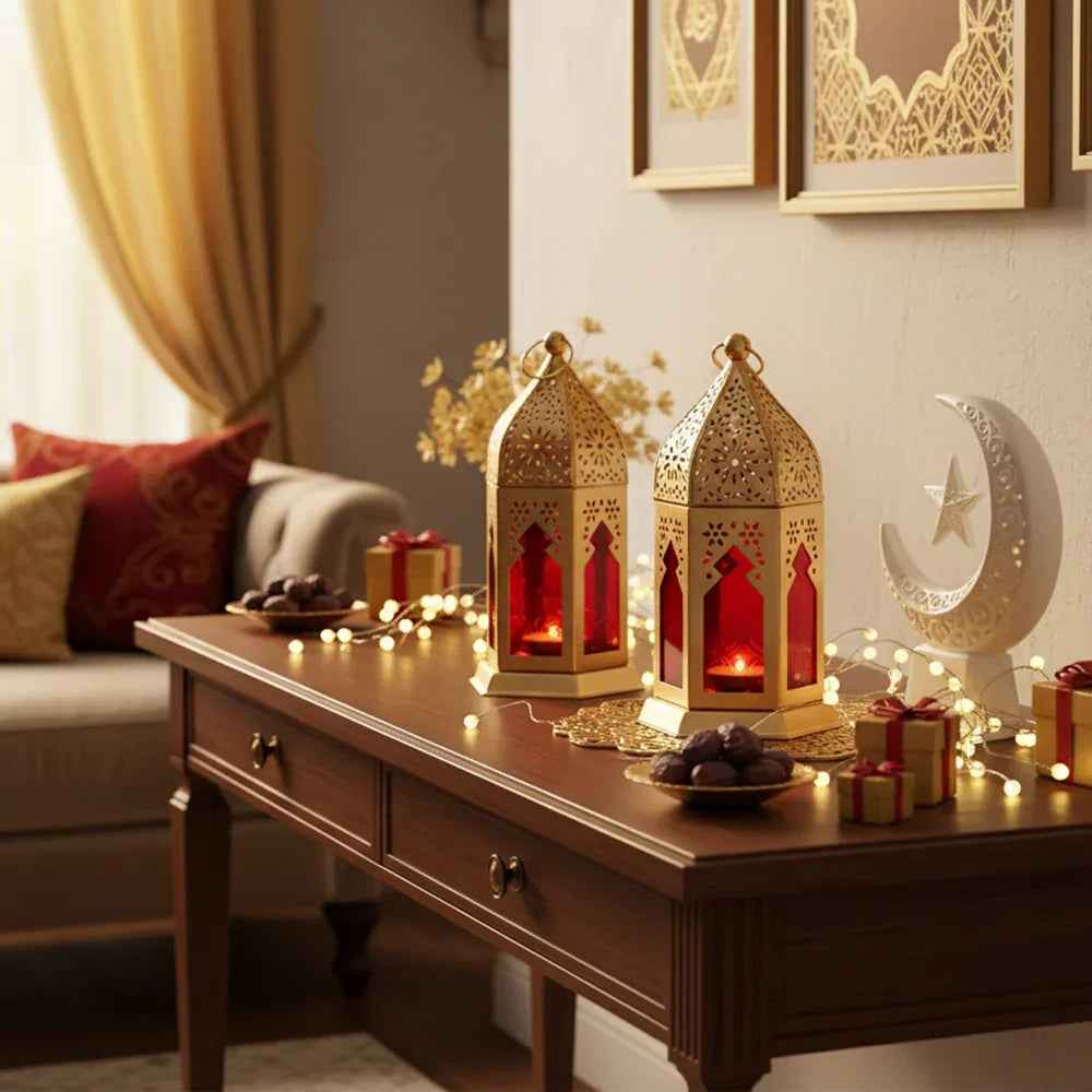 Ruby Red Moroccan Lanterns set of 2
