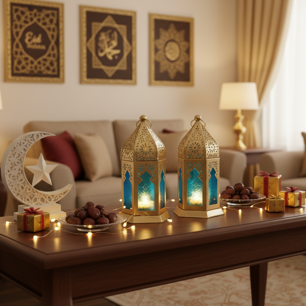 Blue Moroccan Lantern set of 2