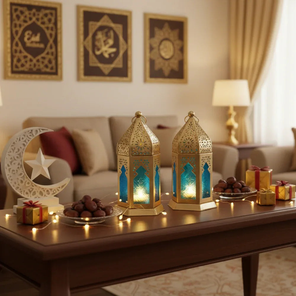 Blue Moroccan Lantern set of 2