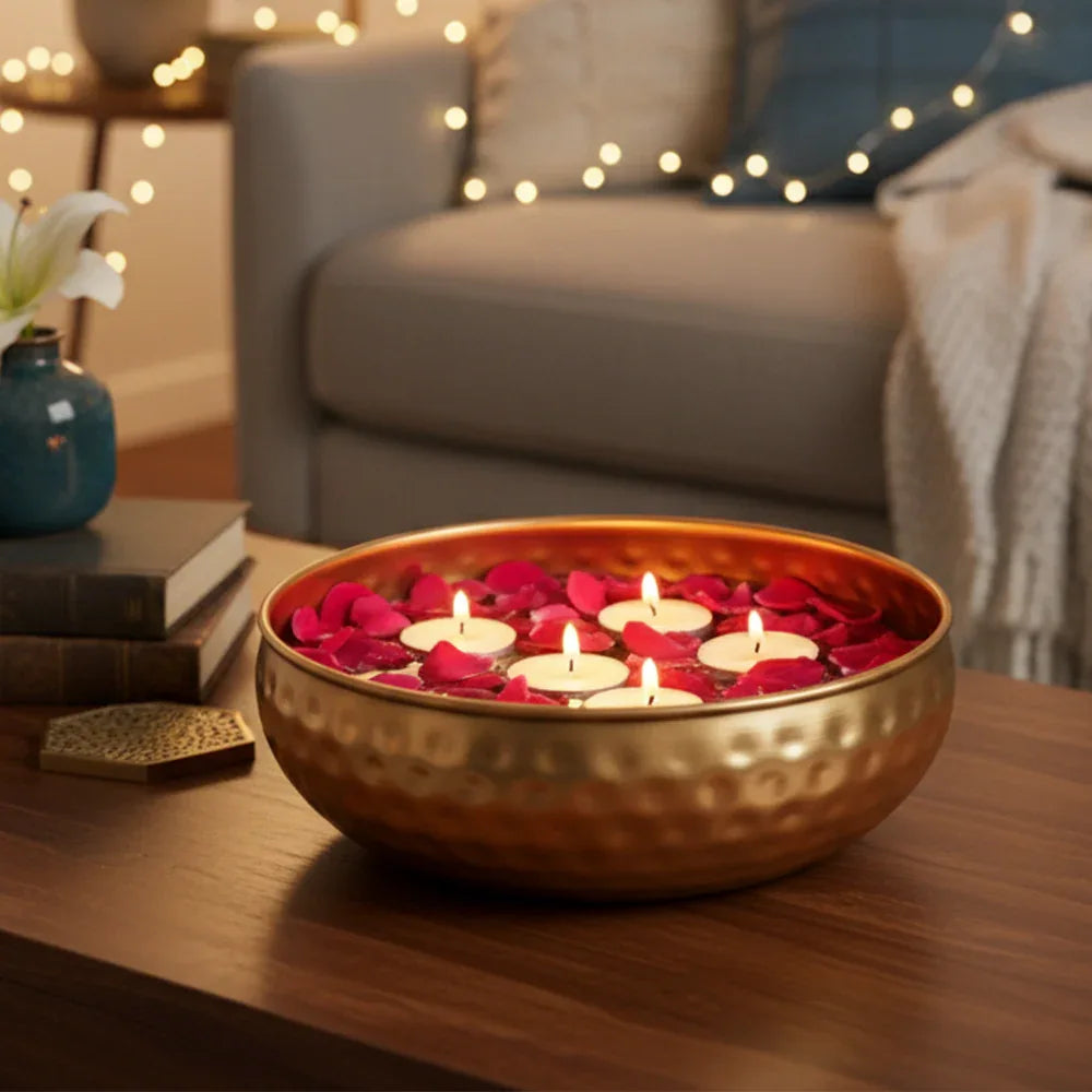 Decorative Hammered Metal Urli Bowl