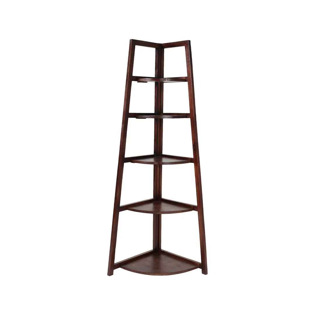 Wooden Corner Ladder 5 Tier Shelf for Home Decor