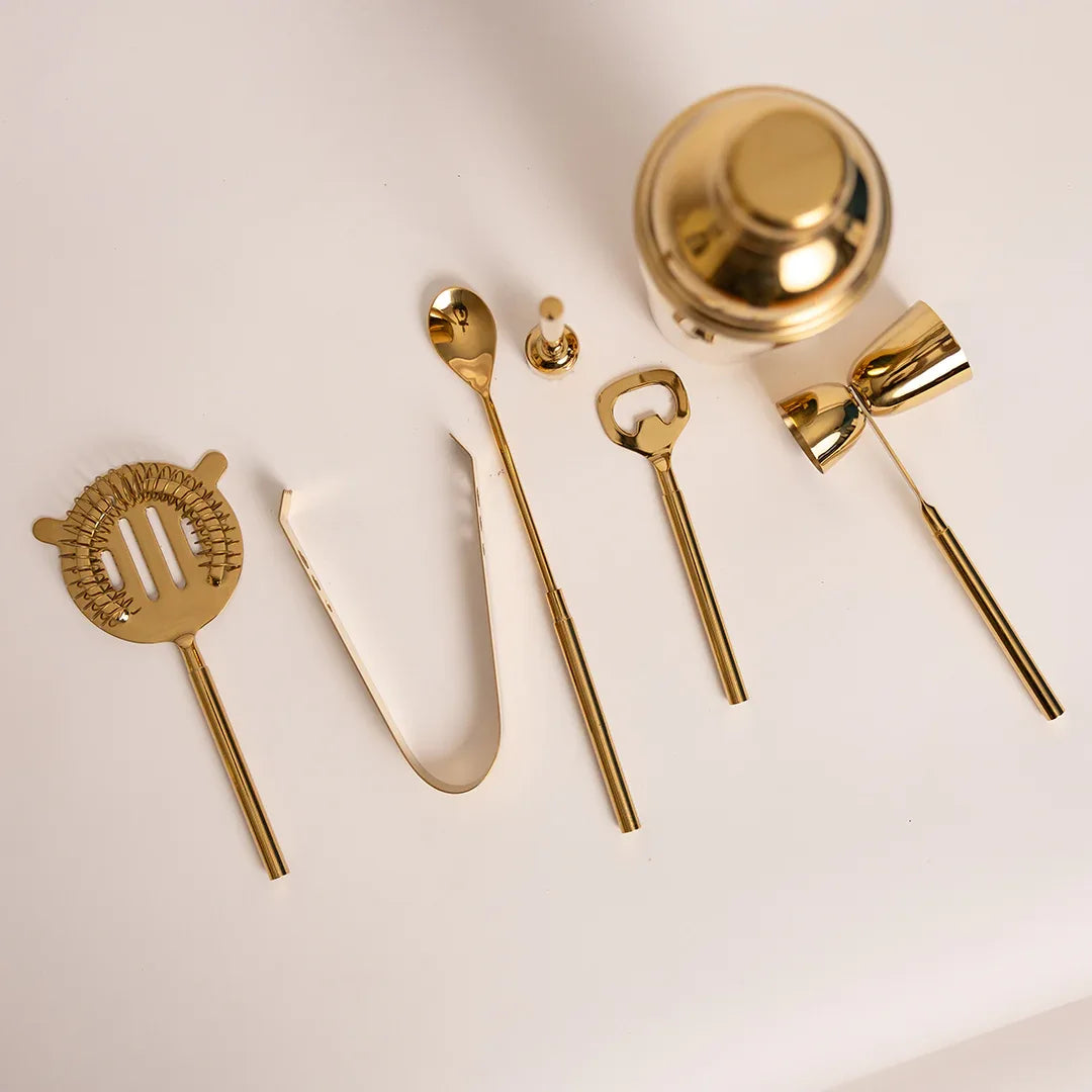 Bar Set Of 7 Gold PVD Coated for Kitchen Decor