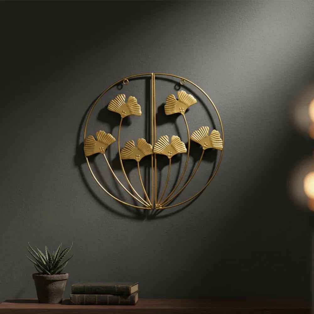 Metal Gold Ginkgo Wall Art