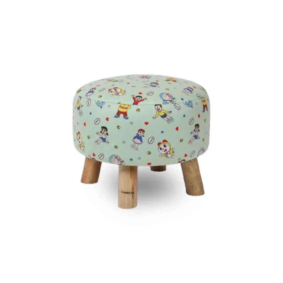 Kids Printed Round Ottoman Stool in Doraemon Edition