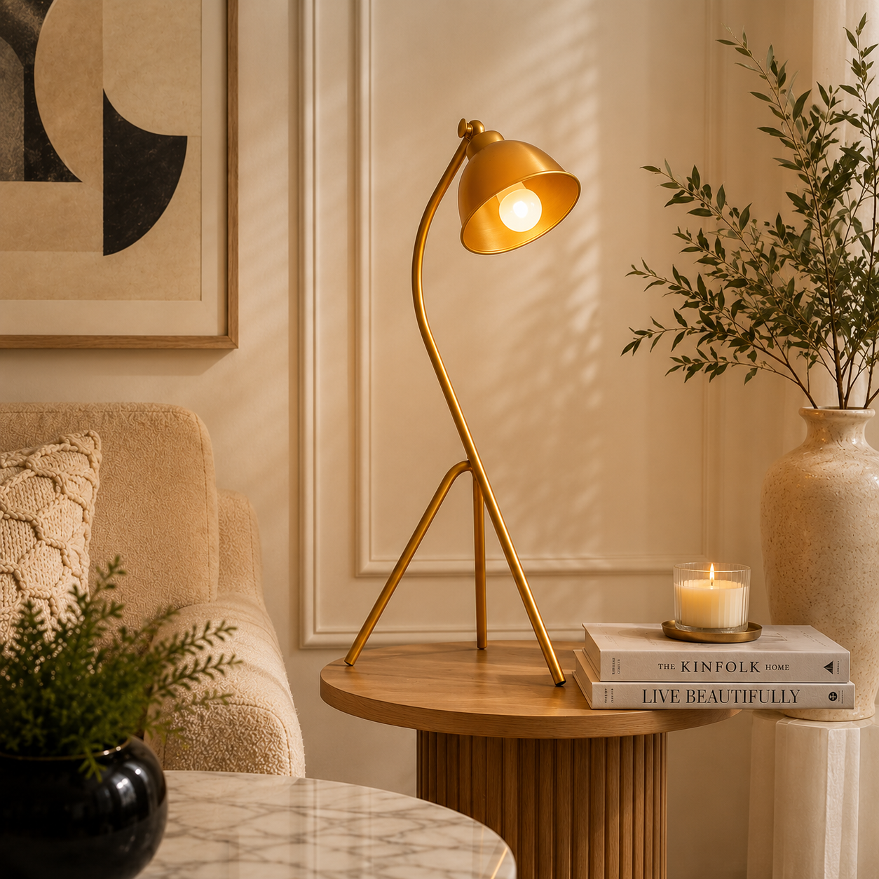 Luxury Metal Tripod Table Lamp