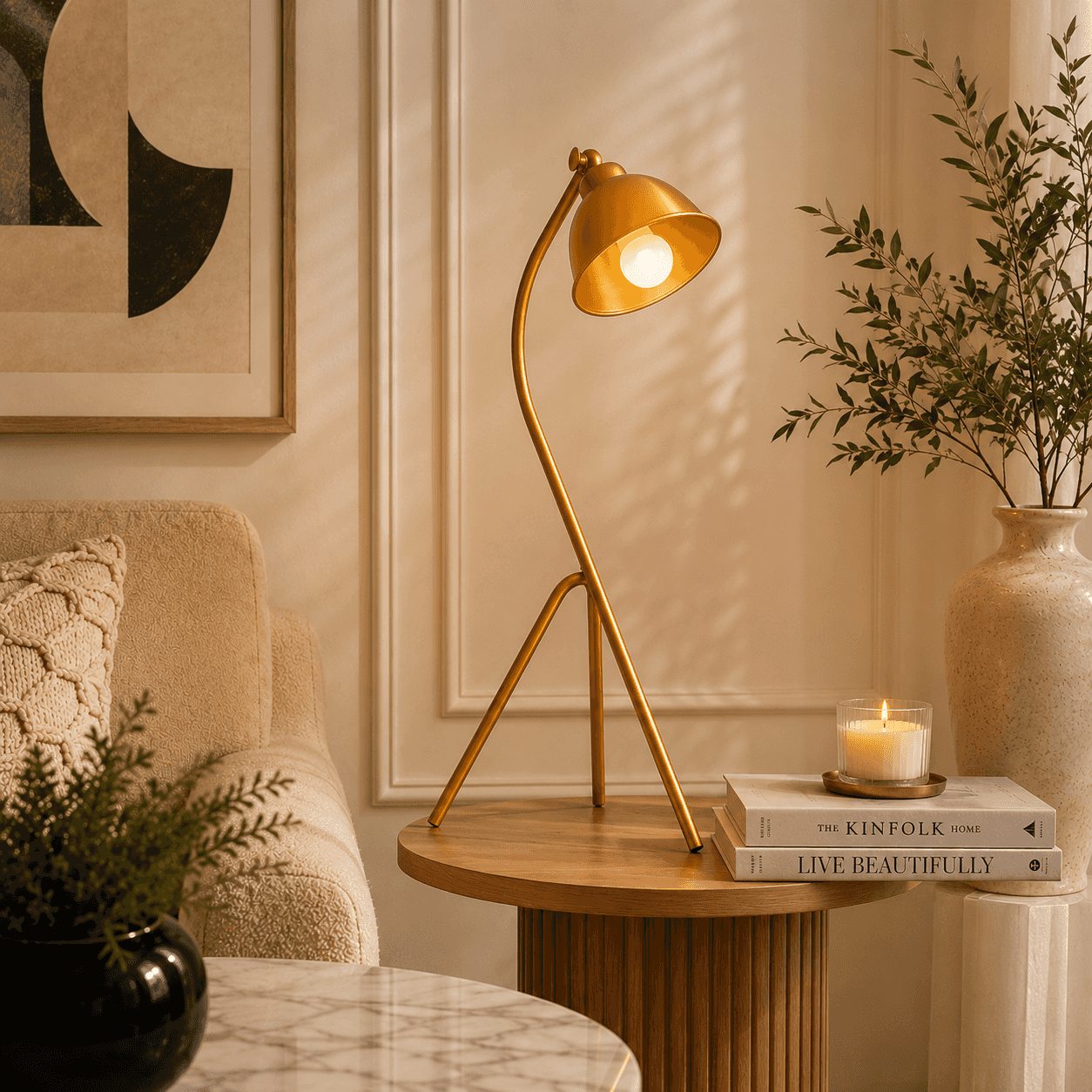 Luxury Metal Tripod Table Lamp