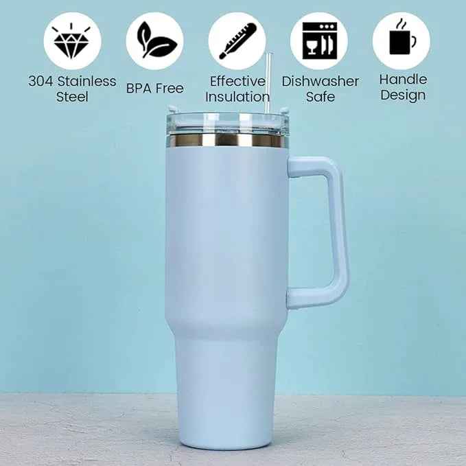 Premium Insulated Tumbler with Handle in Sky Blue