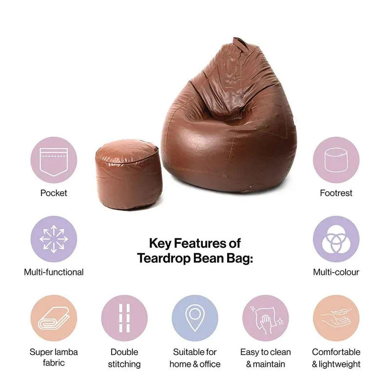 5XL Teardrop Bean Bag & Footrest Set with Beans