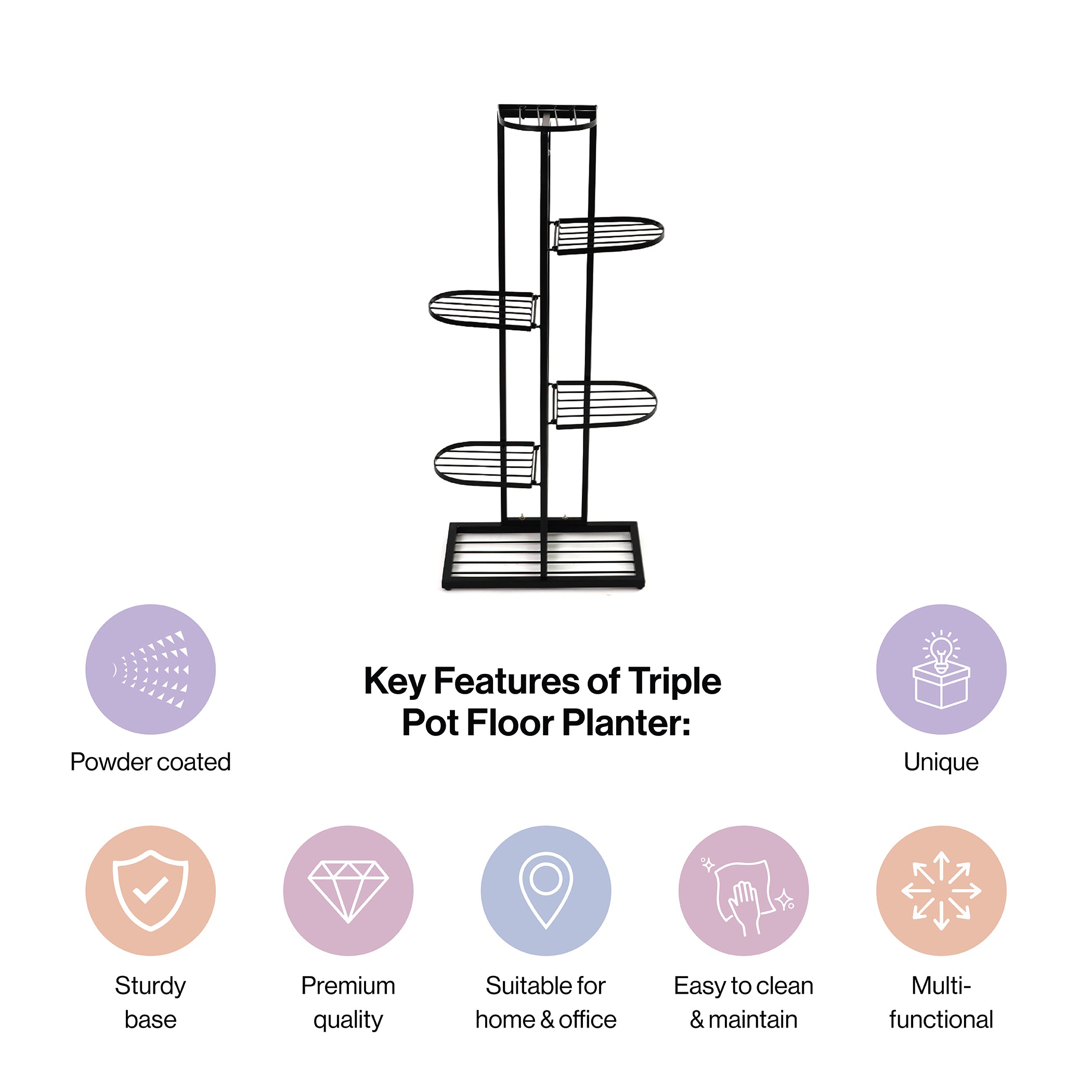 Iron Metal Six Tier Plant Stand Display in Black