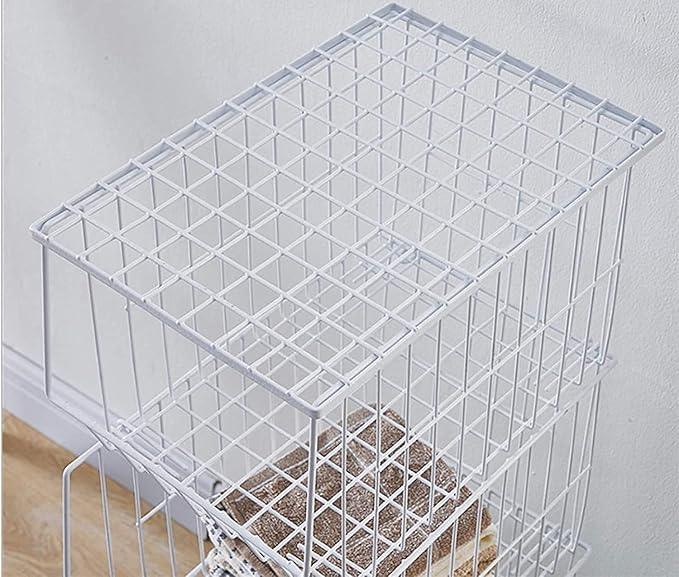 Premium 2-Tier Metal Wire Basket with Wheels in White