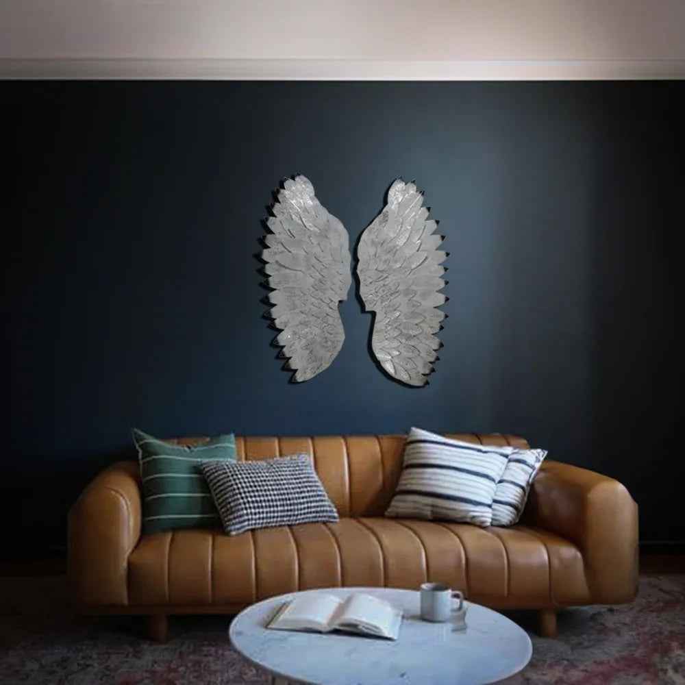 Angel Wings In Silver Metal Wall Art for Wall Decor