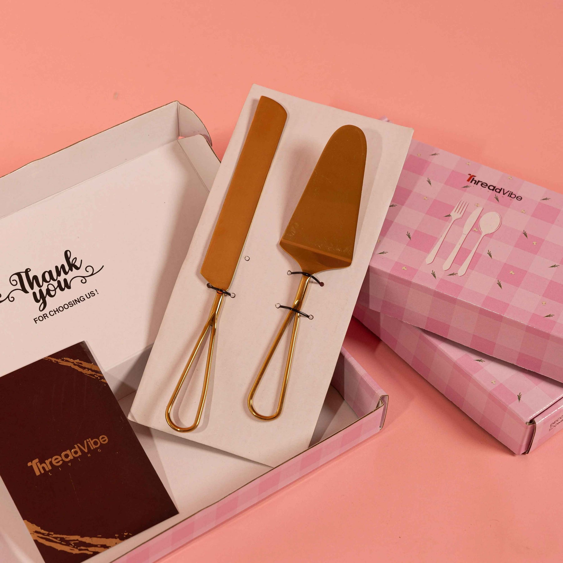Modern Gold Butter Knife & Cake Server Set