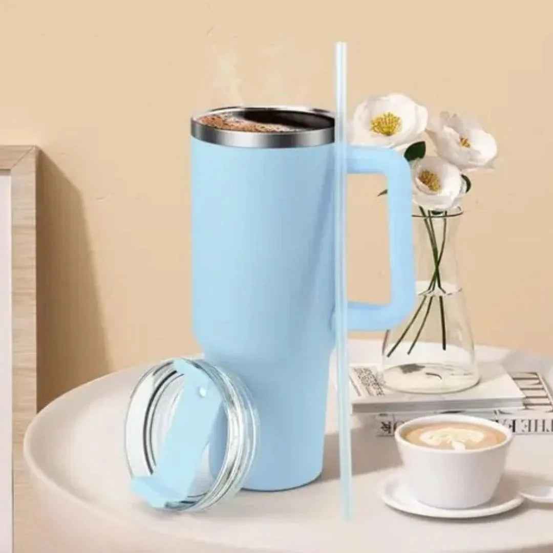 Premium Insulated Tumbler with Handle in Sky Blue