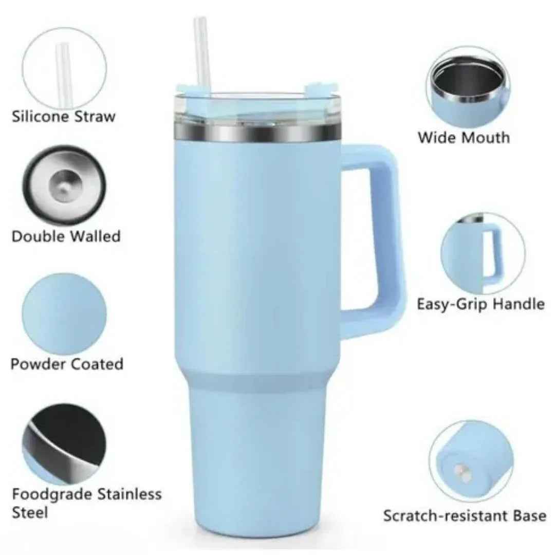 Premium Insulated Tumbler with Handle in Sky Blue