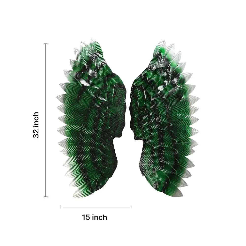 Angel Wings In Green Metal Wall Art For Wall Decor In Living Room