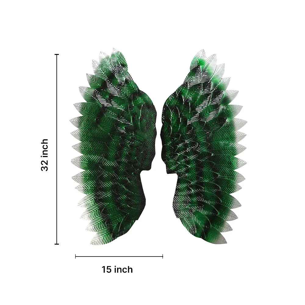 Emerald Angel Wings Metal Leaf Wall Art for Home Decor