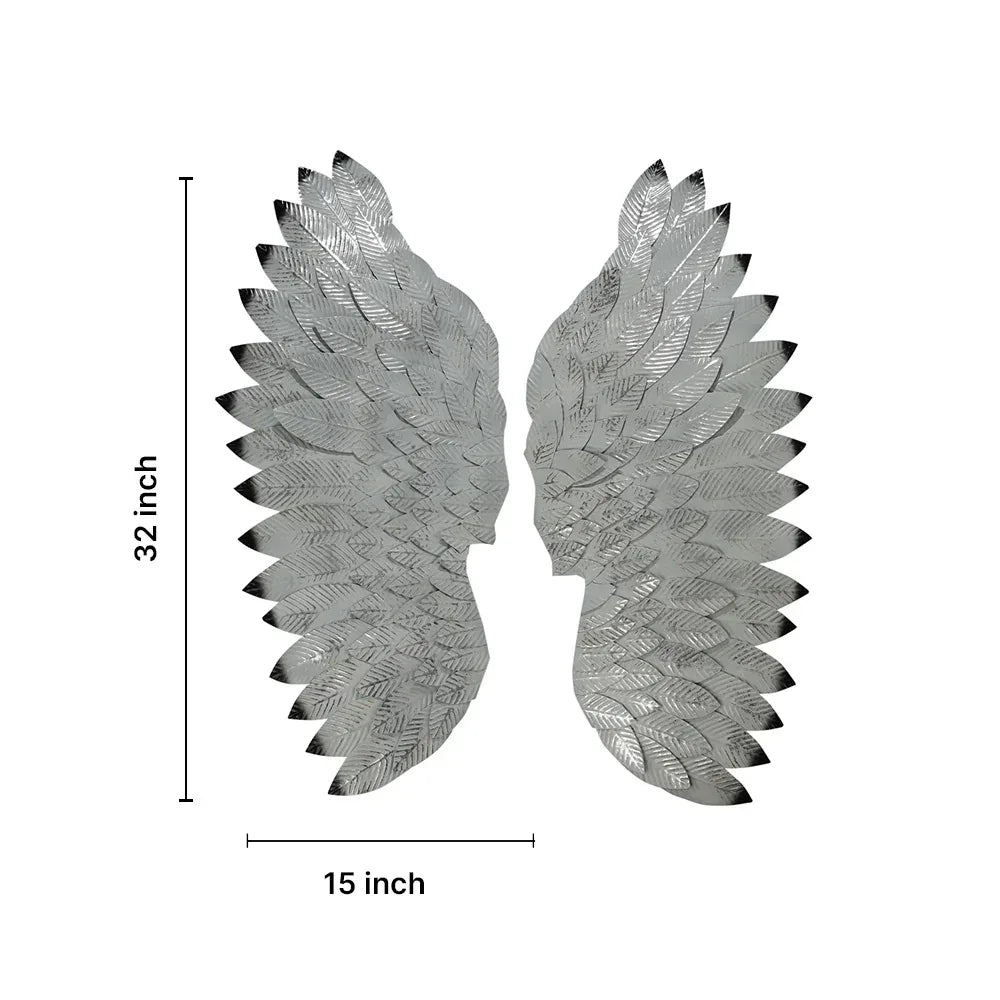 Angel Wings In Silver Metal Wall Art For Wall Decor In Living Room