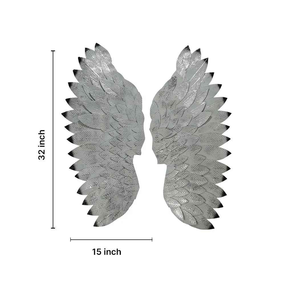 Angel Wings In Silver Metal Wall Art for Wall Decor
