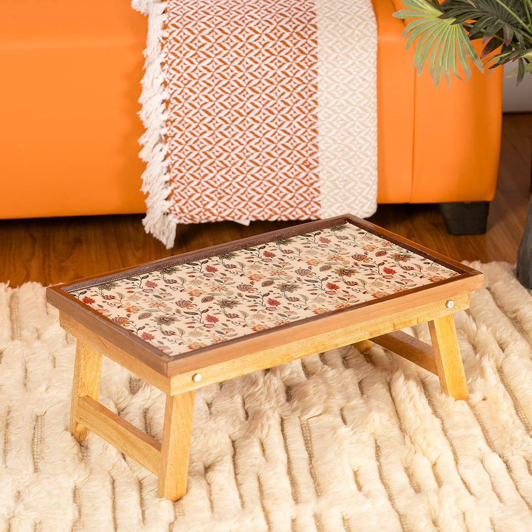 Mango Wood Handmade Fixed Jaipuria Laptop Table with Epoxy Resin