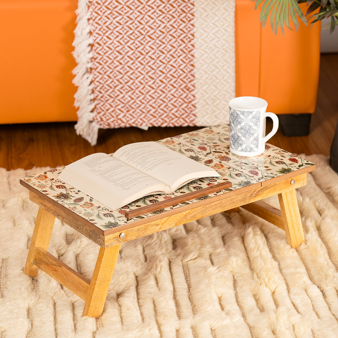Mango Wood Handmade Folding Laptop Table in Jaipuria with Epoxy Resin