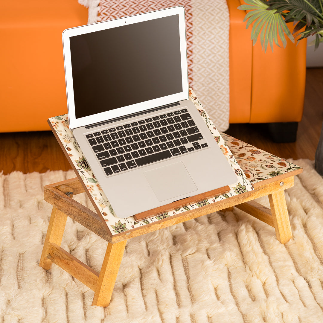 Mango Wood Handmade Folding Laptop Table in Jaipuria with Epoxy Resin