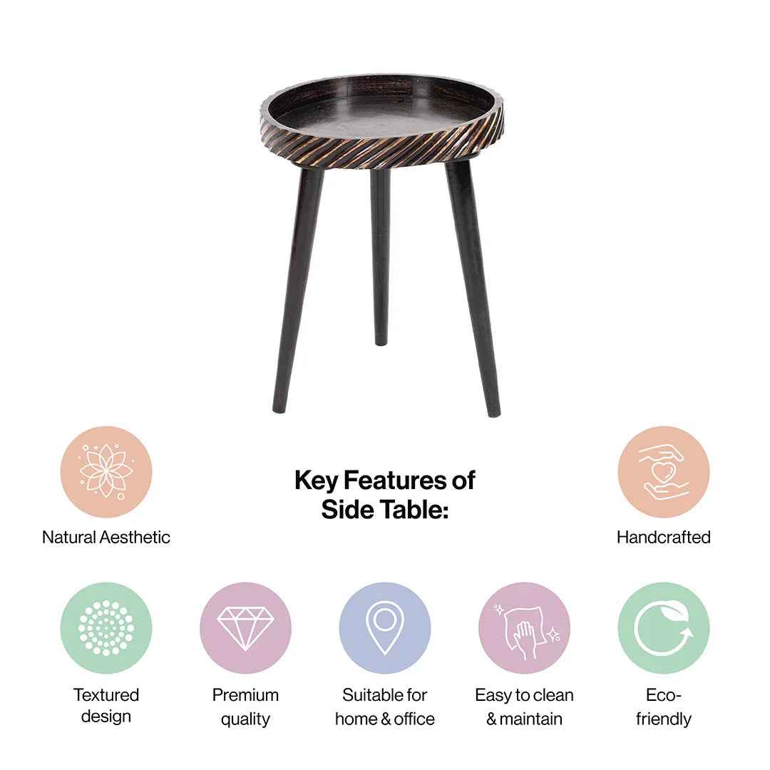 Modern Coffee Side Table in Charcoal Cut Pattern