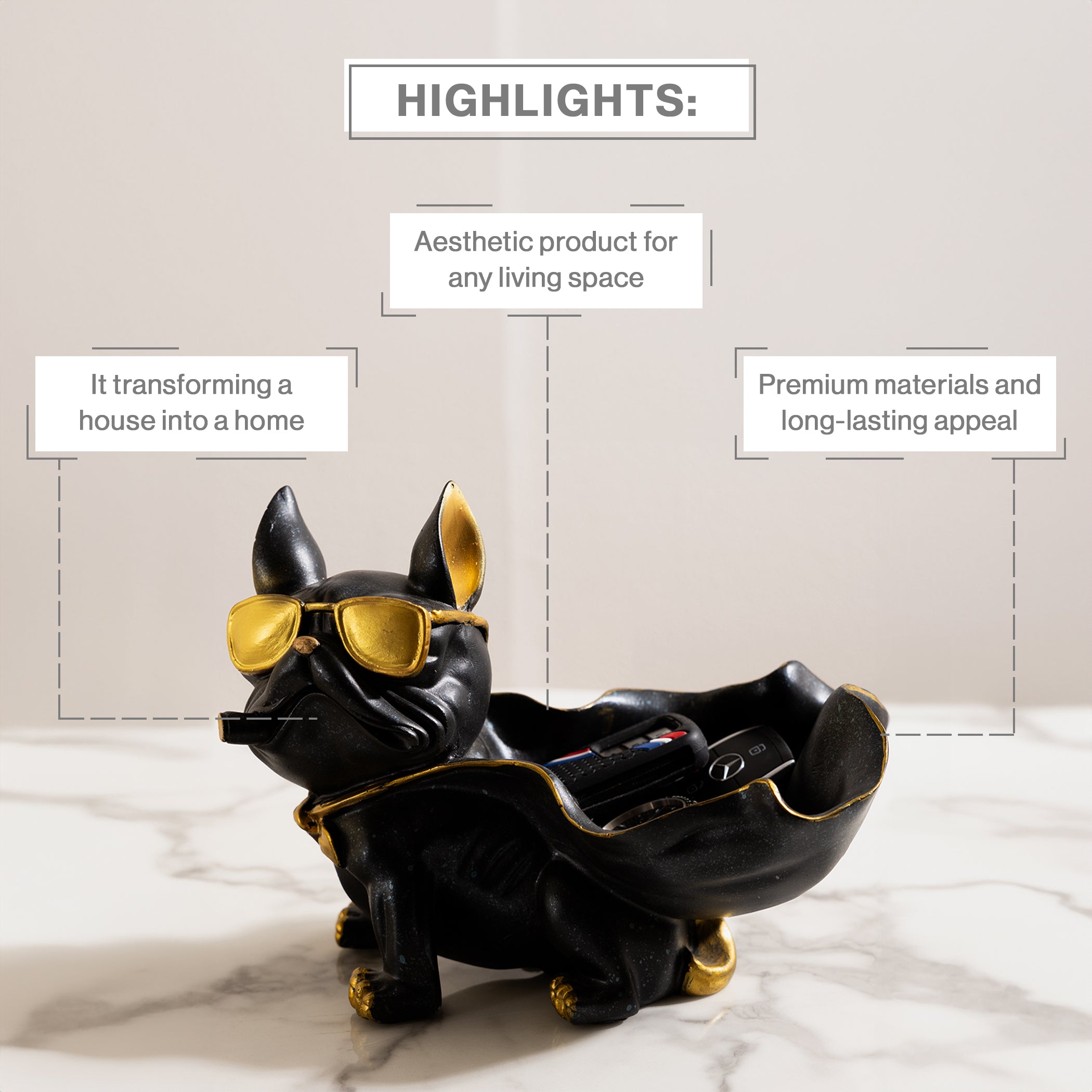 Geometric Dog Statue Jewelry Storage Bowl In Home Decor