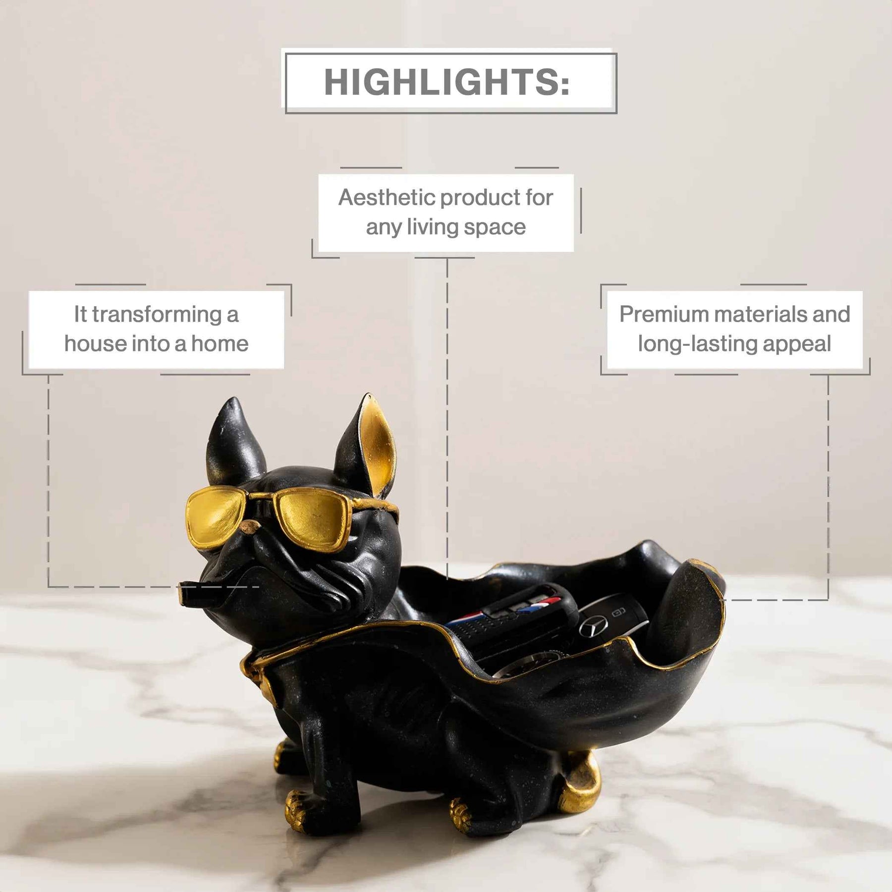 Geometric Dog Statue Jewelry Storage Bowl In Home Decor