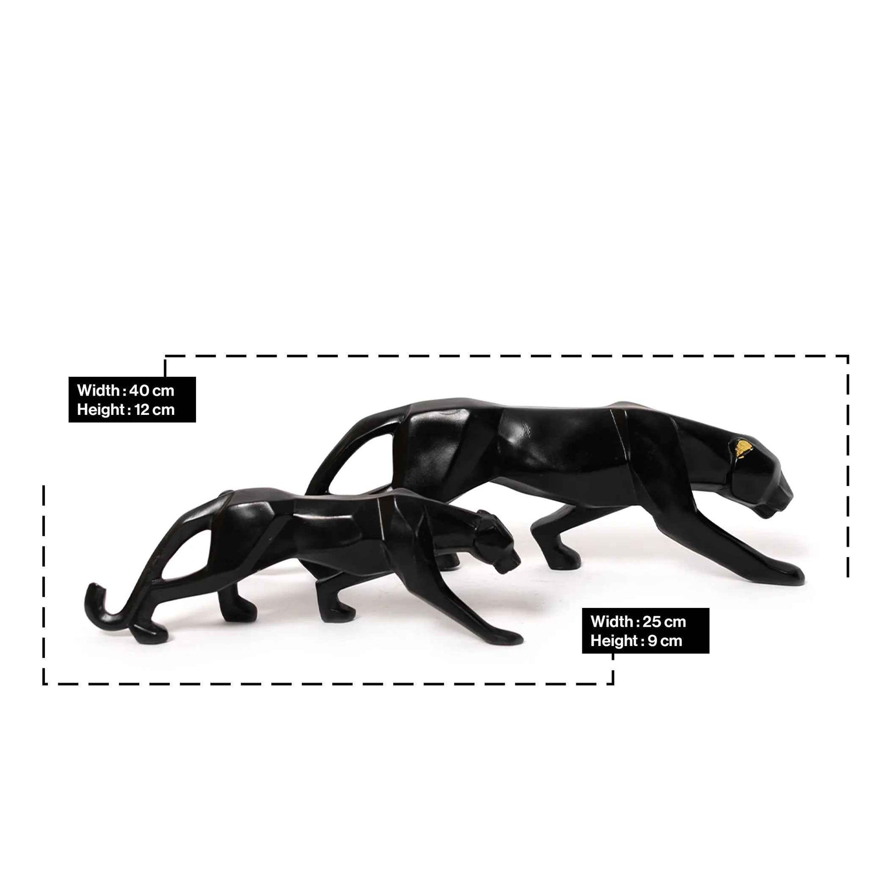 Geometric Black Panther Resin Statue Set for Home Decor