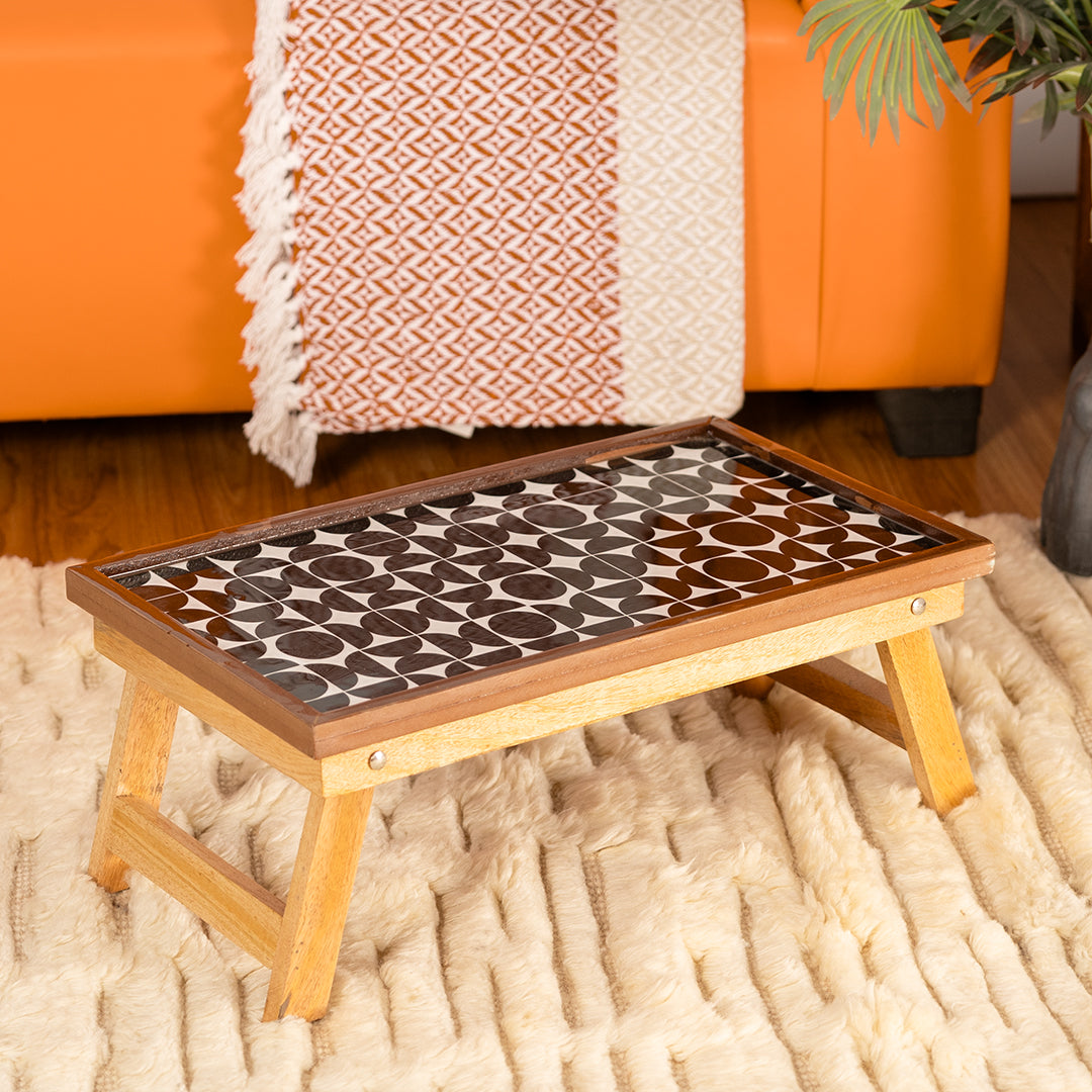 Mango Wood Handmade Fixed shaded mosaic Laptop Table with Epoxy Resin