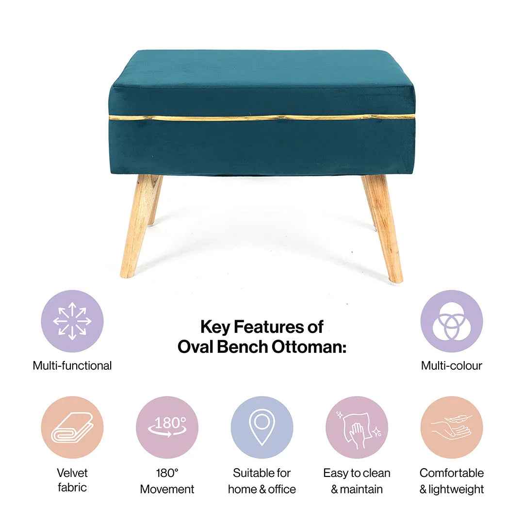 Velvet Oval Bench Set Of 2 in Powder Blue