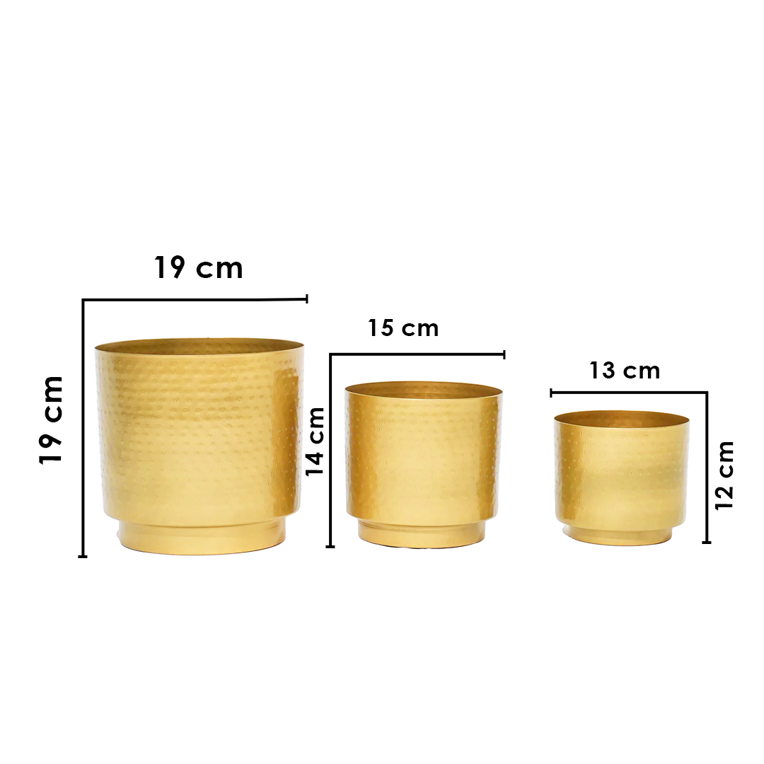 Brass Hammered Planter Set of 3
