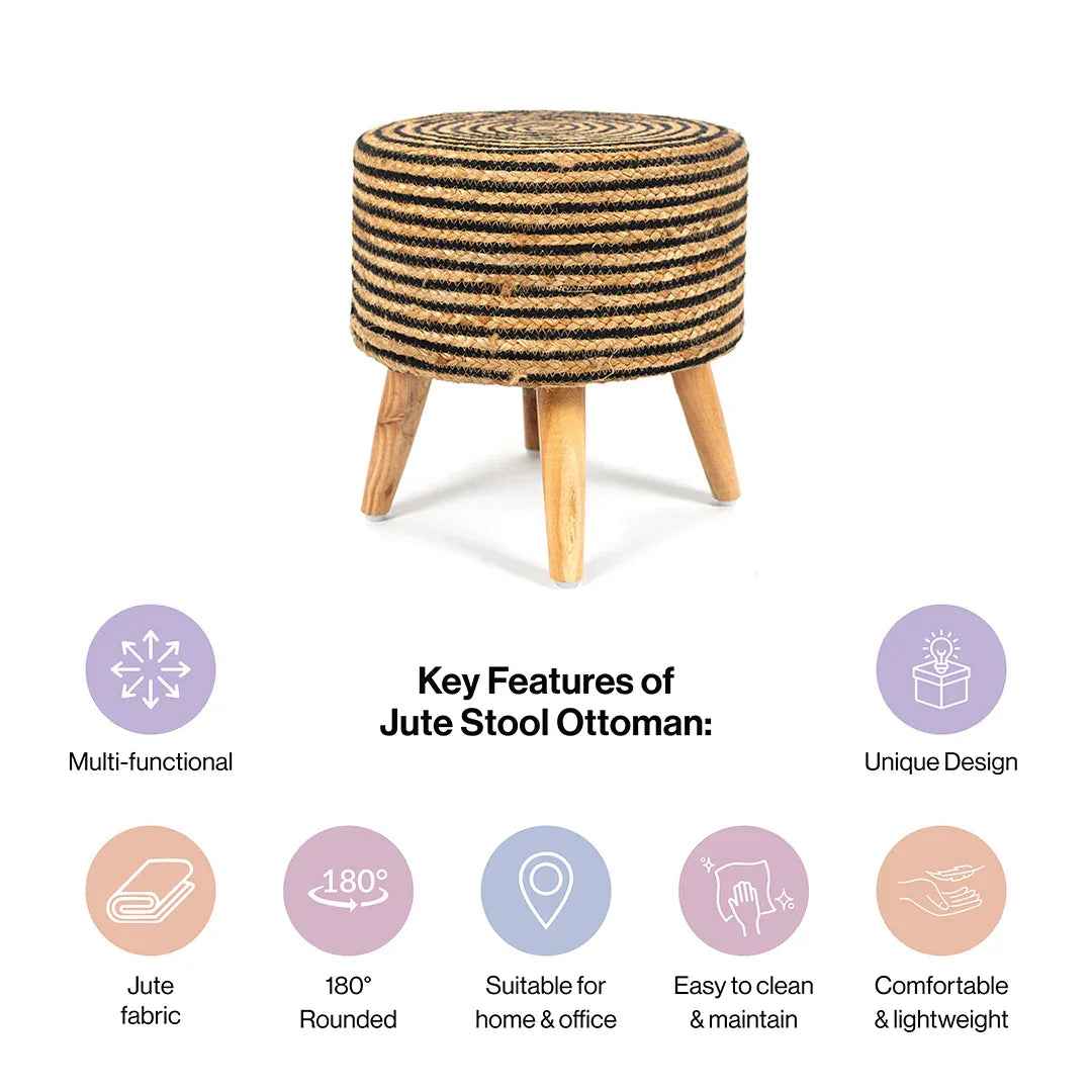 Jute Stool Living Room In Cream Almond