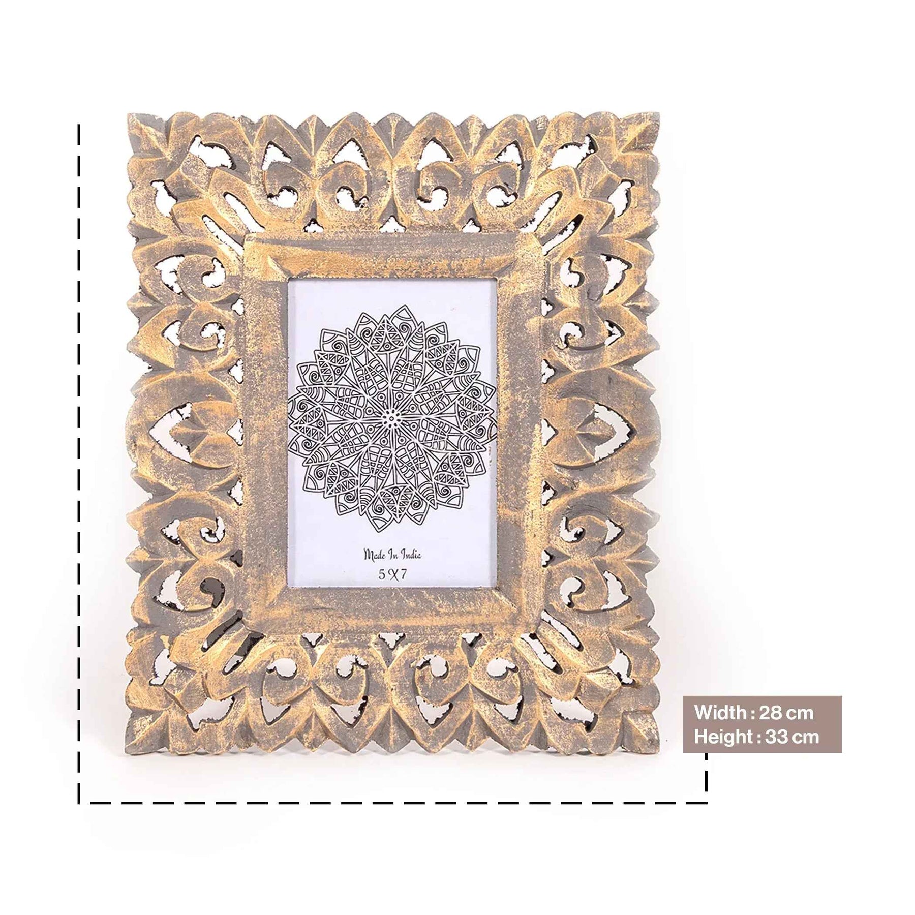 Handcrafted Wooden Photo Frame in Antique Gold