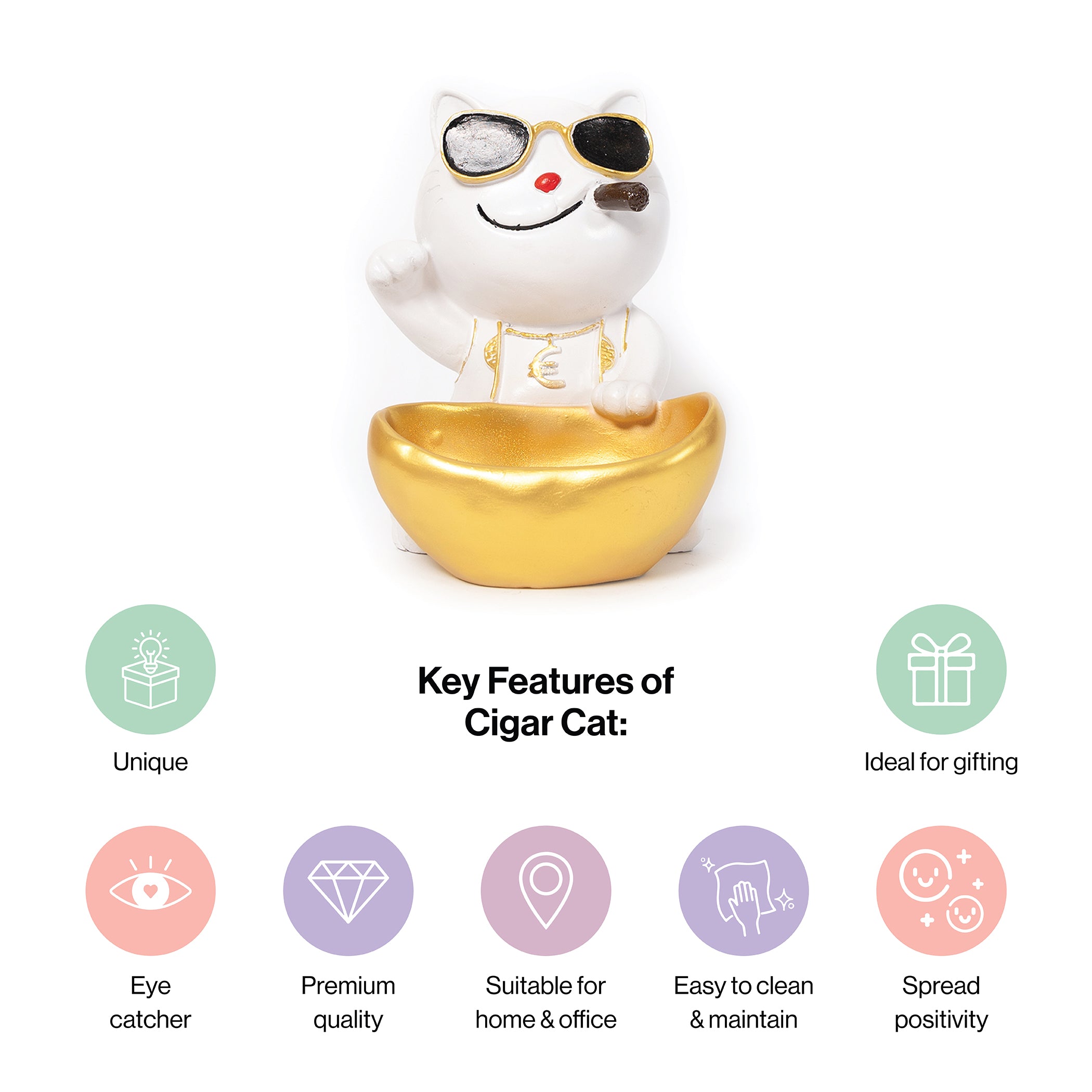 Decorative Cat Smoking Statue