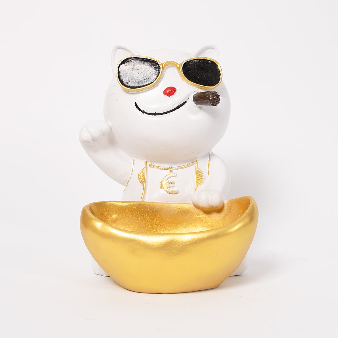 Decorative Cat Smoking Statue