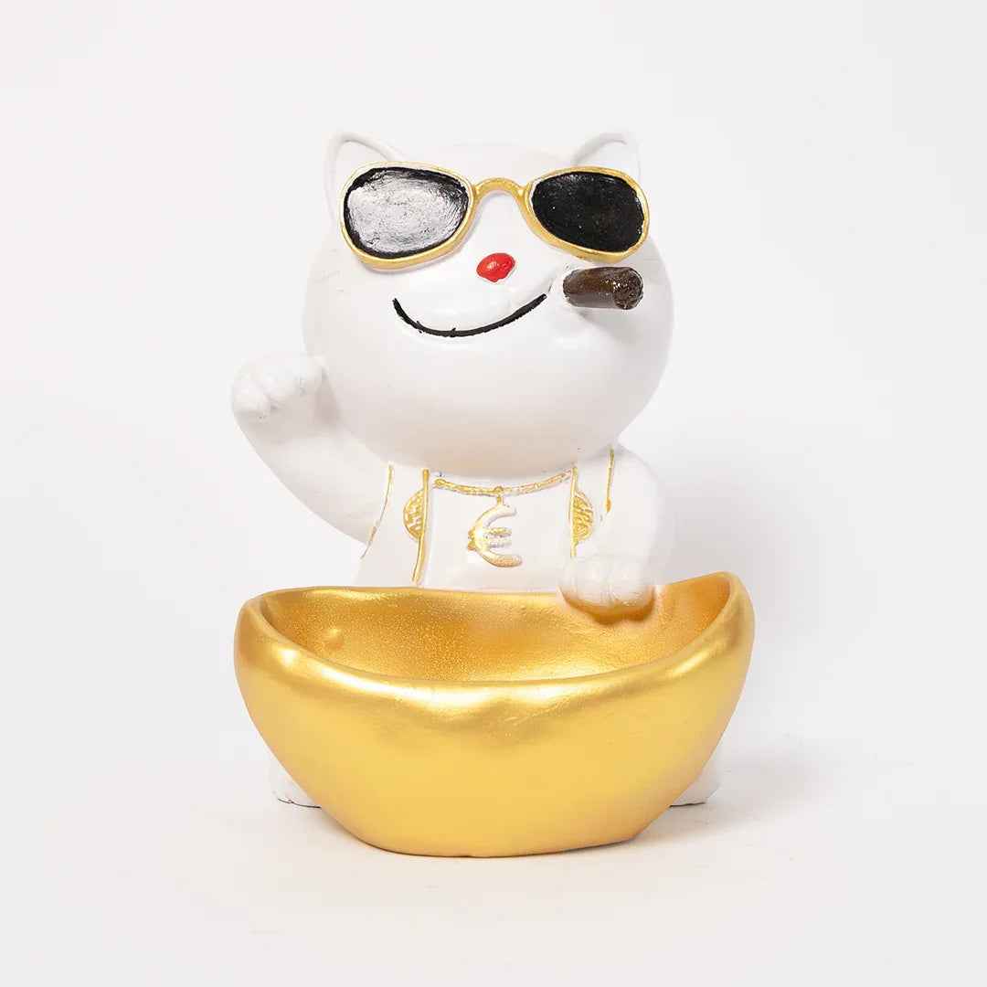 Decorative Cat Smoking Statue