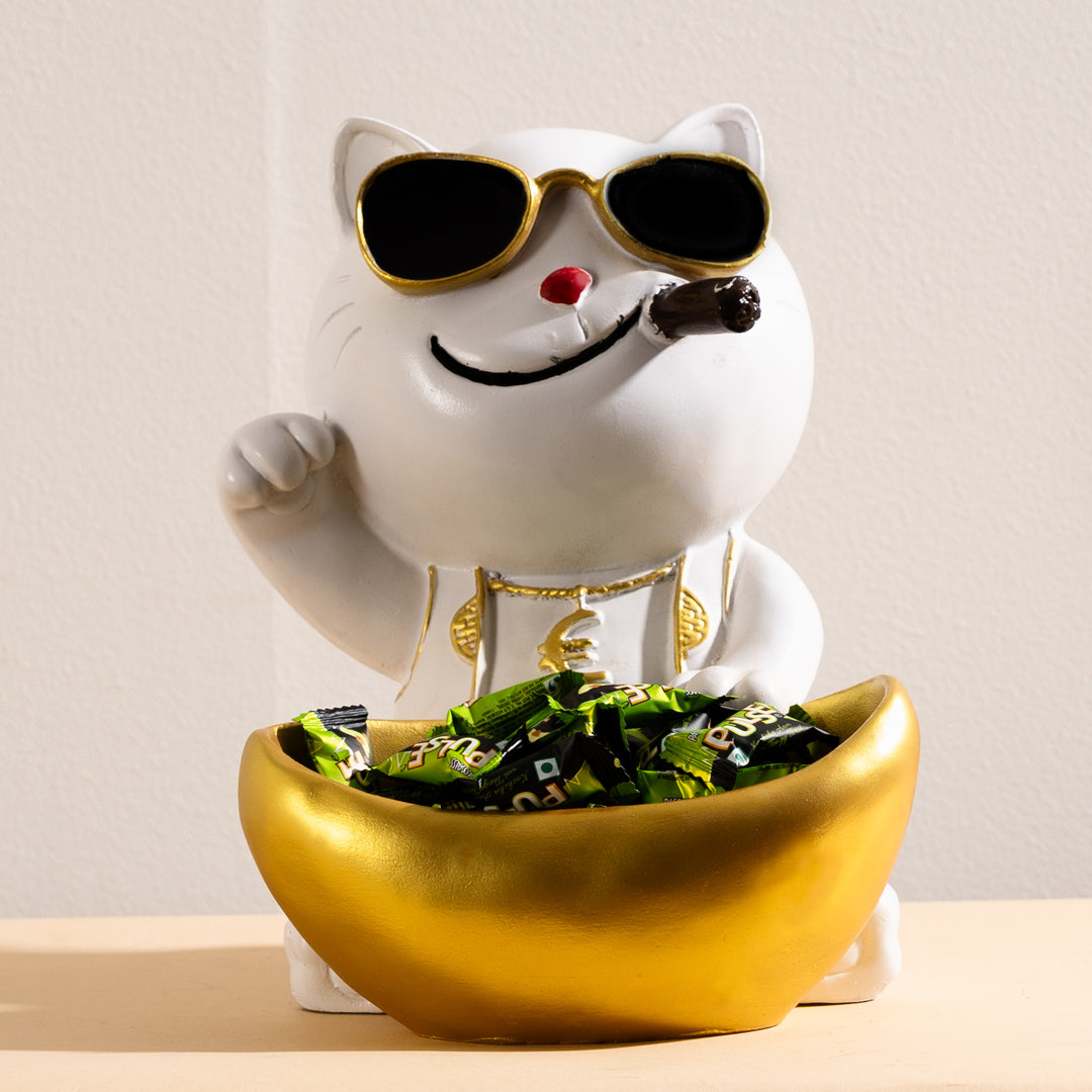 Decorative Cat Smoking Statue