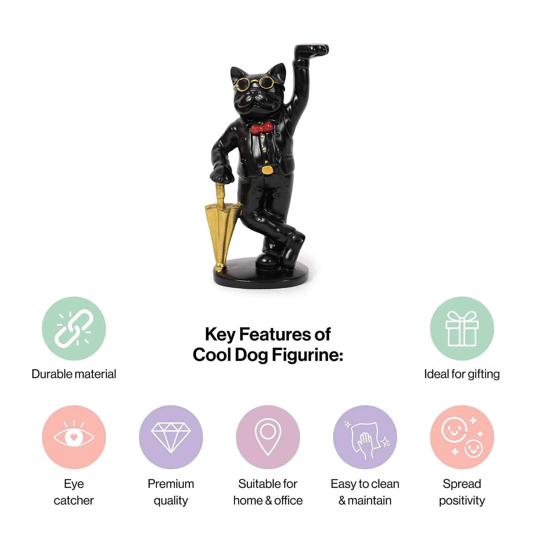 Decorative Gentleman Dog Showpiece with Umbrella