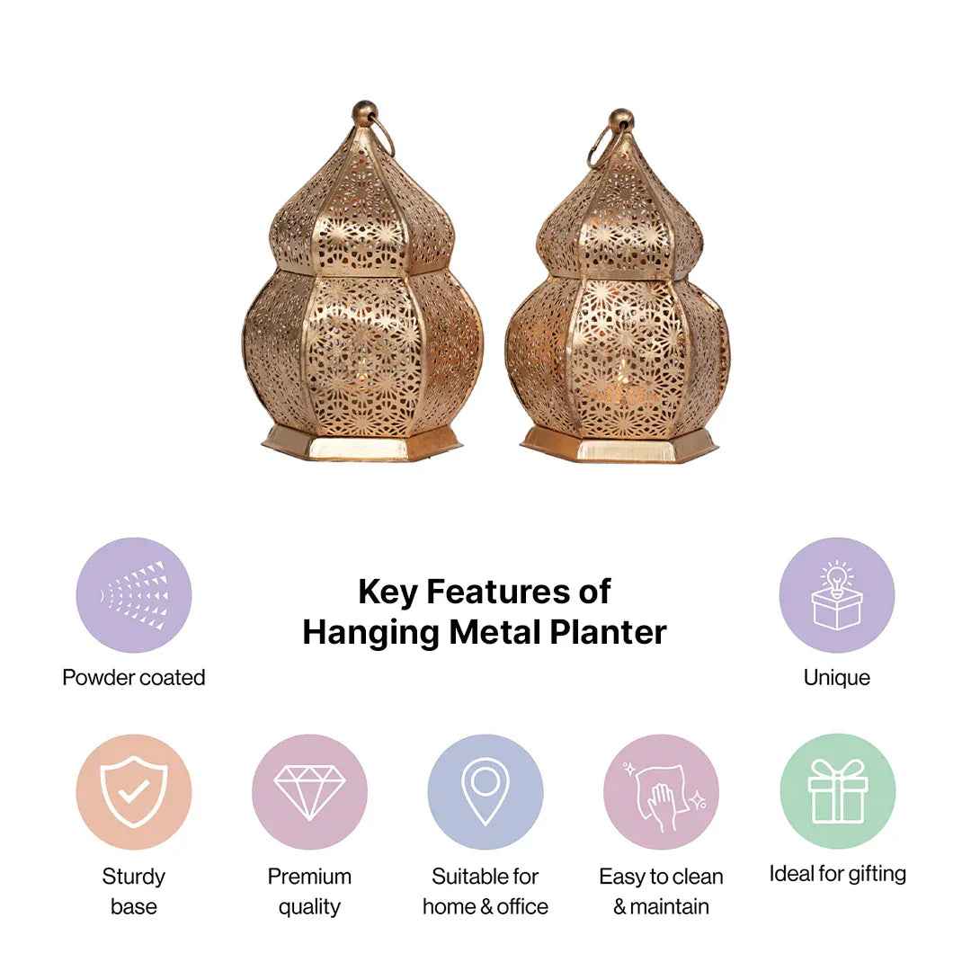 Copper Polish Moroccan Lanterns Set of 2