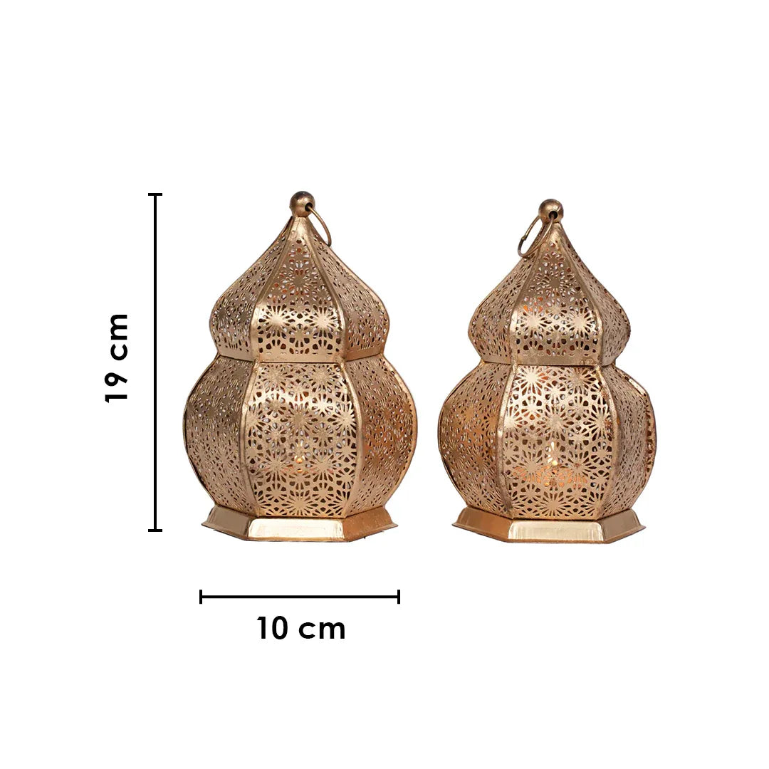 Copper Polish Moroccan Lanterns Set of 2